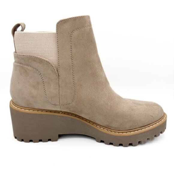 Dolce Vita Rango Platform Lug Sole Booties Tan Suede Size 8 - Picture 2 of 5
